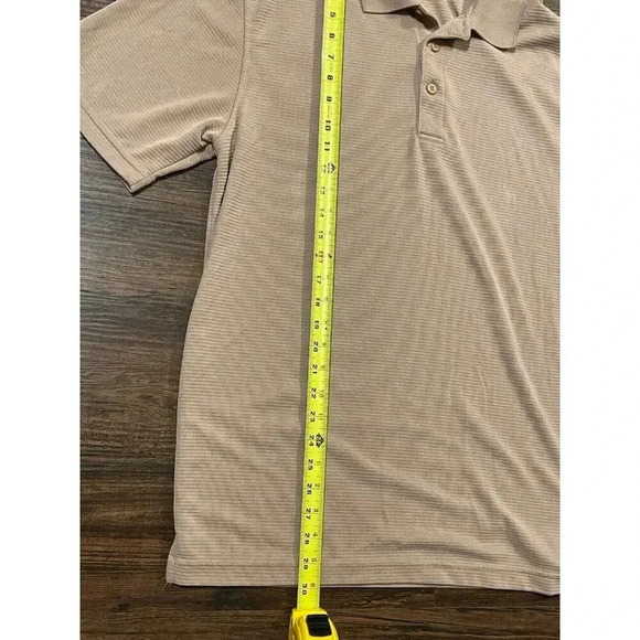 Bugatchi Uomo Tan Short Sleeve Knitted Collard Shirt Size large - Picture 6 of 8